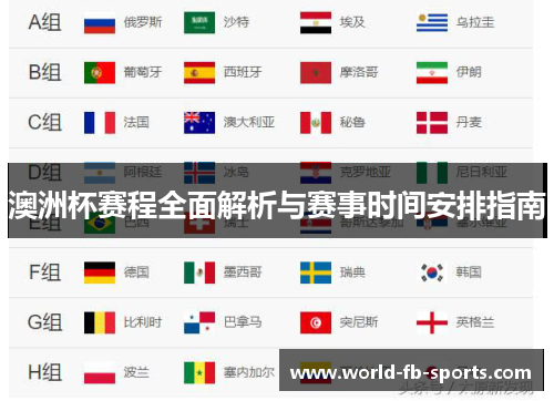 澳洲杯赛程全面解析与赛事时间安排指南